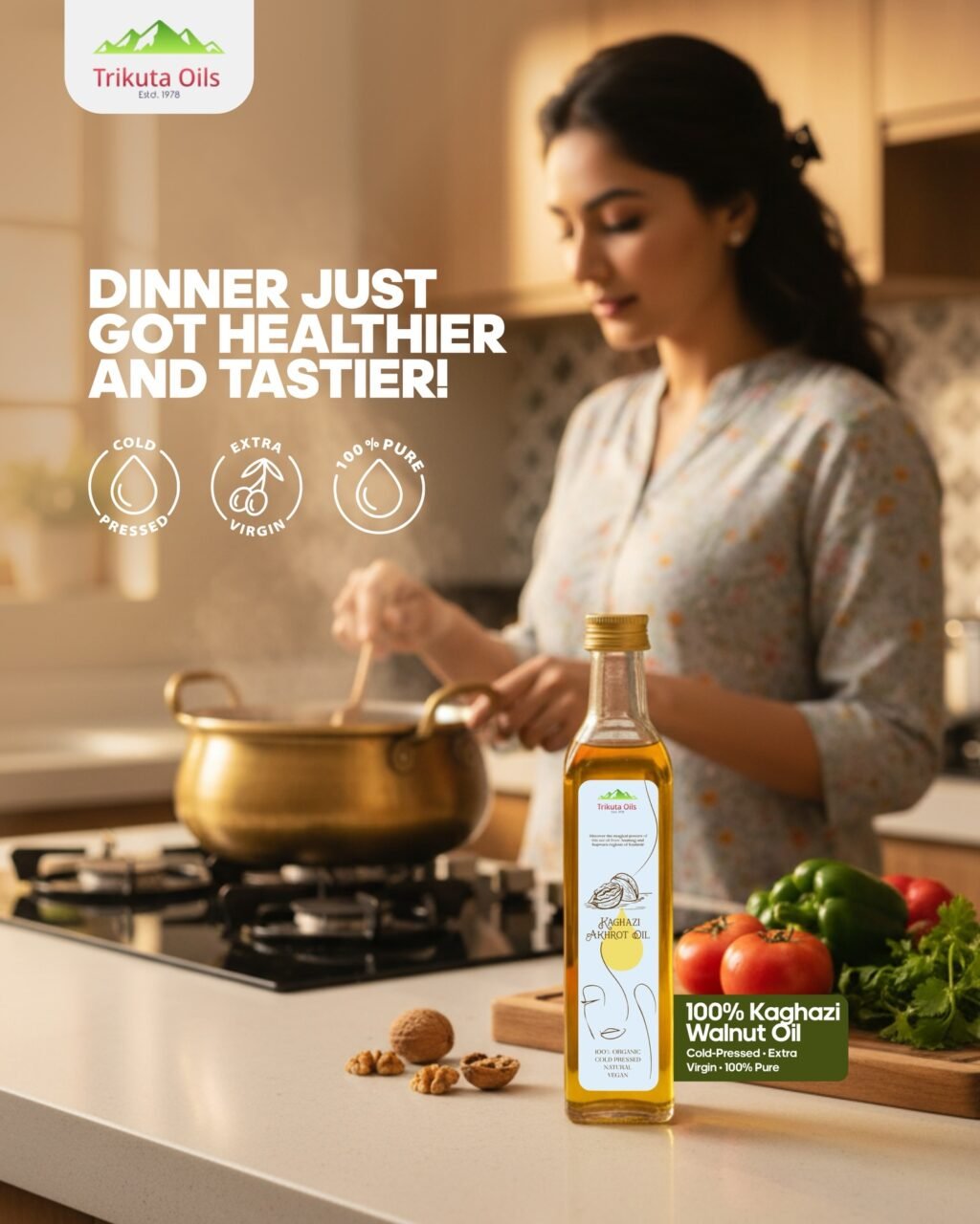 Instagram post from trikuta_oils_jammu. This post is in position 1.